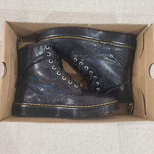 NEW Dr Martens Zavala reptile emboss leather combat boots black lace up